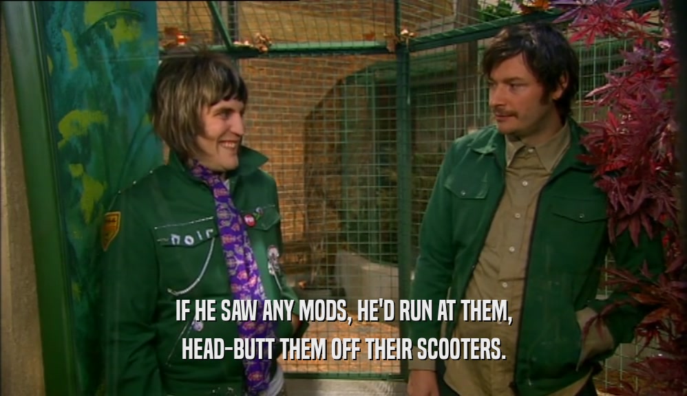 IF HE SAW ANY MODS, HE'D RUN AT THEM, HEAD-BUTT THEM OFF THEIR SCOOTERS. 
