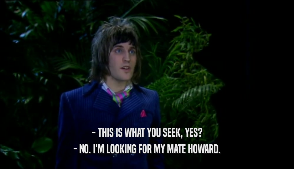 - THIS IS WHAT YOU SEEK, YES? - NO. I'M LOOKING FOR MY MATE HOWARD. 