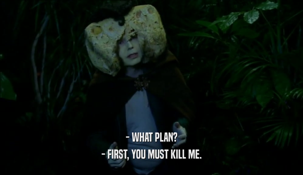 - WHAT PLAN?
 - FIRST, YOU MUST KILL ME.
 