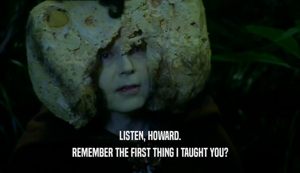 LISTEN, HOWARD. REMEMBER THE FIRST THING I TAUGHT YOU? 