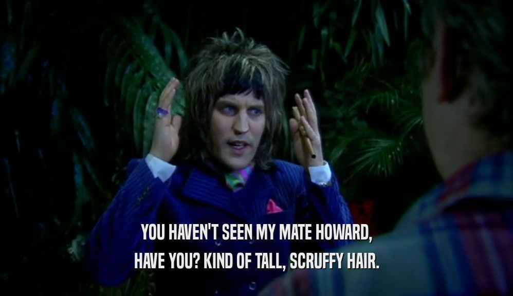 YOU HAVEN'T SEEN MY MATE HOWARD, HAVE YOU? KIND OF TALL, SCRUFFY HAIR. 