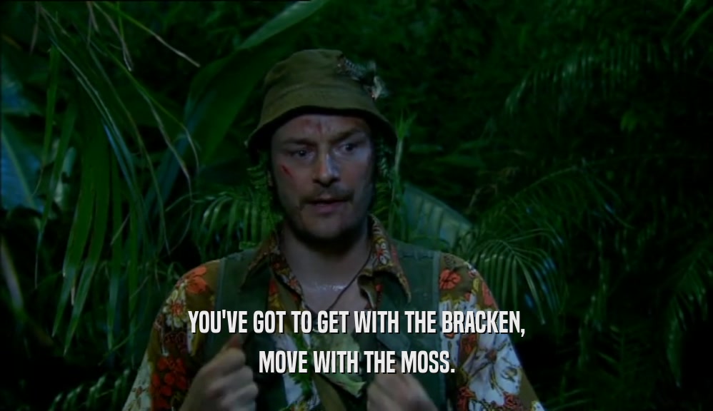 YOU'VE GOT TO GET WITH THE BRACKEN,
 MOVE WITH THE MOSS.
 