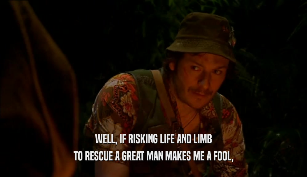 WELL, IF RISKING LIFE AND LIMB TO RESCUE A GREAT MAN MAKES ME A FOOL, 
