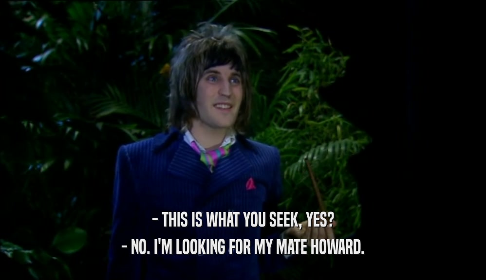 - THIS IS WHAT YOU SEEK, YES? - NO. I'M LOOKING FOR MY MATE HOWARD. 