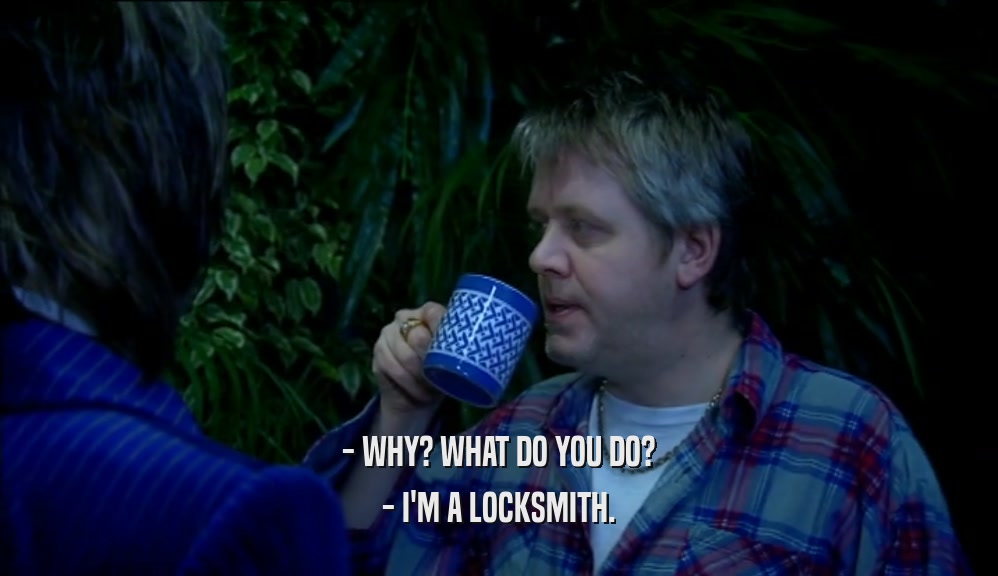 - WHY? WHAT DO YOU DO?
 - I'M A LOCKSMITH.
 