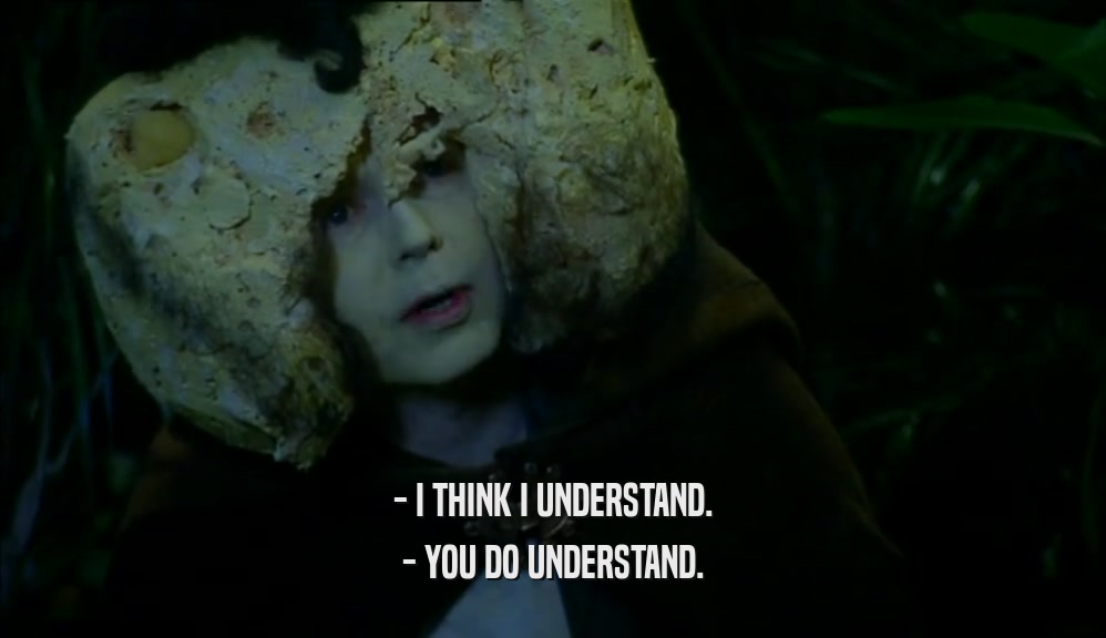 - I THINK I UNDERSTAND.
 - YOU DO UNDERSTAND.
 