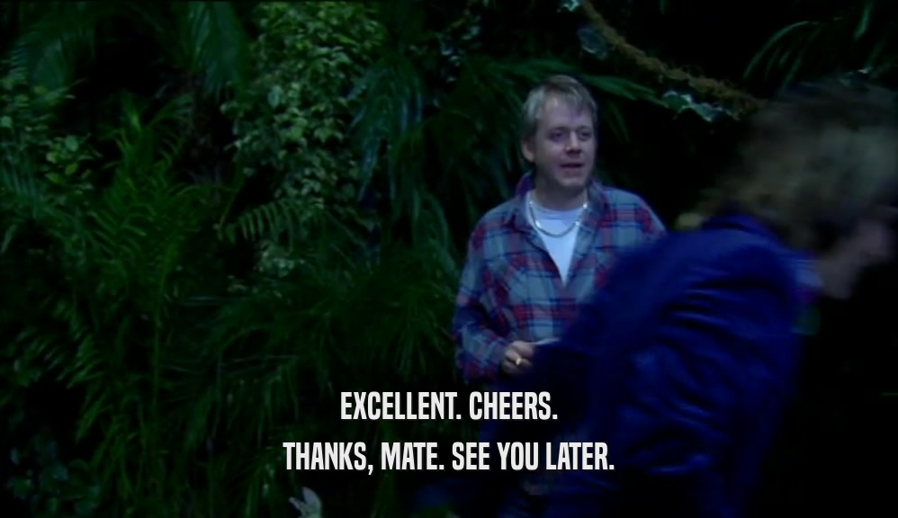 EXCELLENT. CHEERS. THANKS, MATE. SEE YOU LATER. 