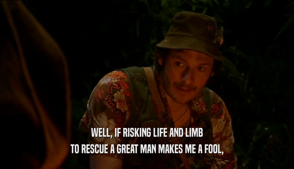 WELL, IF RISKING LIFE AND LIMB TO RESCUE A GREAT MAN MAKES ME A FOOL, 
