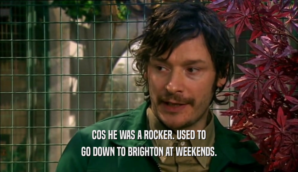 COS HE WAS A ROCKER. USED TO
 GO DOWN TO BRIGHTON AT WEEKENDS.
 