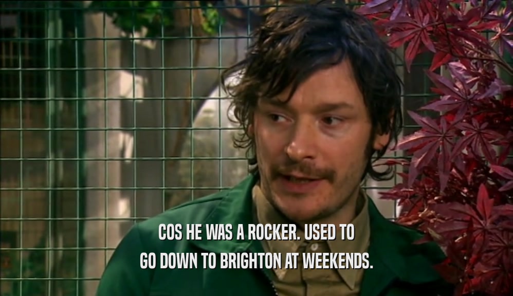 COS HE WAS A ROCKER. USED TO GO DOWN TO BRIGHTON AT WEEKENDS. 