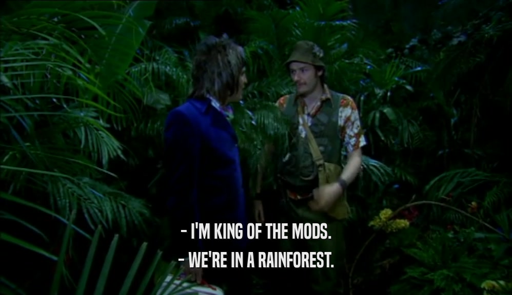 - I'M KING OF THE MODS.
 - WE'RE IN A RAINFOREST.
 