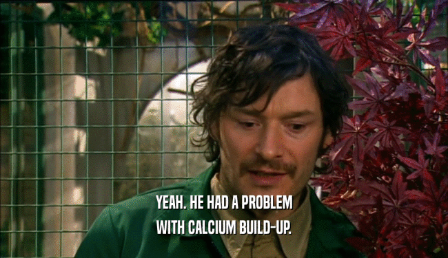 YEAH. HE HAD A PROBLEM
 WITH CALCIUM BUILD-UP.
 