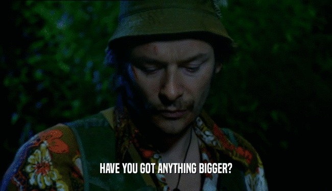 HAVE YOU GOT ANYTHING BIGGER?
  