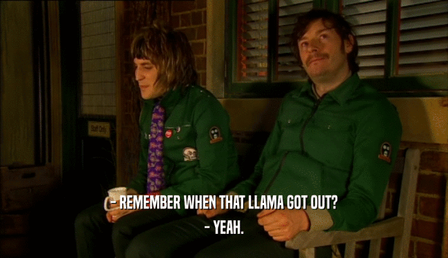 - REMEMBER WHEN THAT LLAMA GOT OUT? - YEAH. 