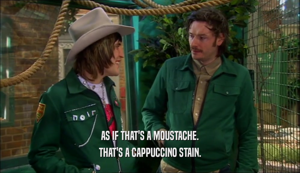 AS IF THAT'S A MOUSTACHE. THAT'S A CAPPUCCINO STAIN. 