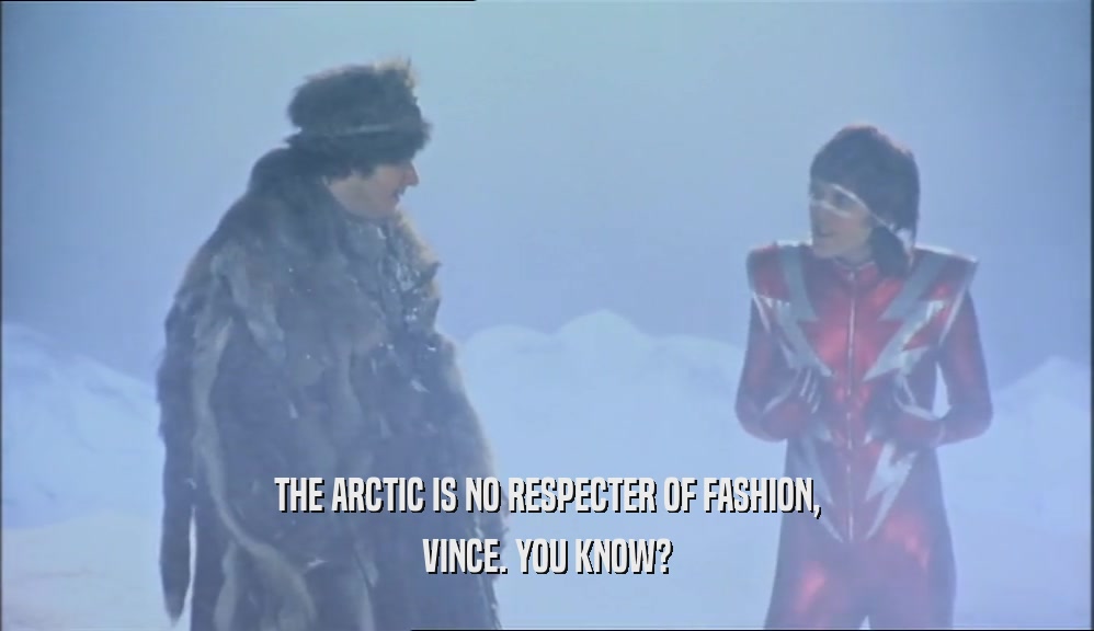 THE ARCTIC IS NO RESPECTER OF FASHION, VINCE. YOU KNOW? 