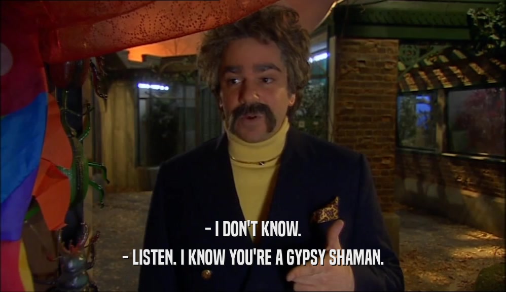 - I DON'T KNOW. - LISTEN. I KNOW YOU'RE A GYPSY SHAMAN. 