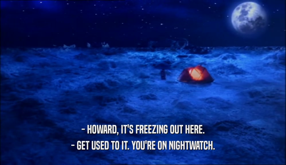 - HOWARD, IT'S FREEZING OUT HERE. - GET USED TO IT. YOU'RE ON NIGHTWATCH. 