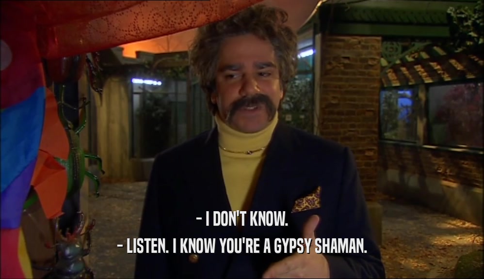 - I DON'T KNOW. - LISTEN. I KNOW YOU'RE A GYPSY SHAMAN. 
