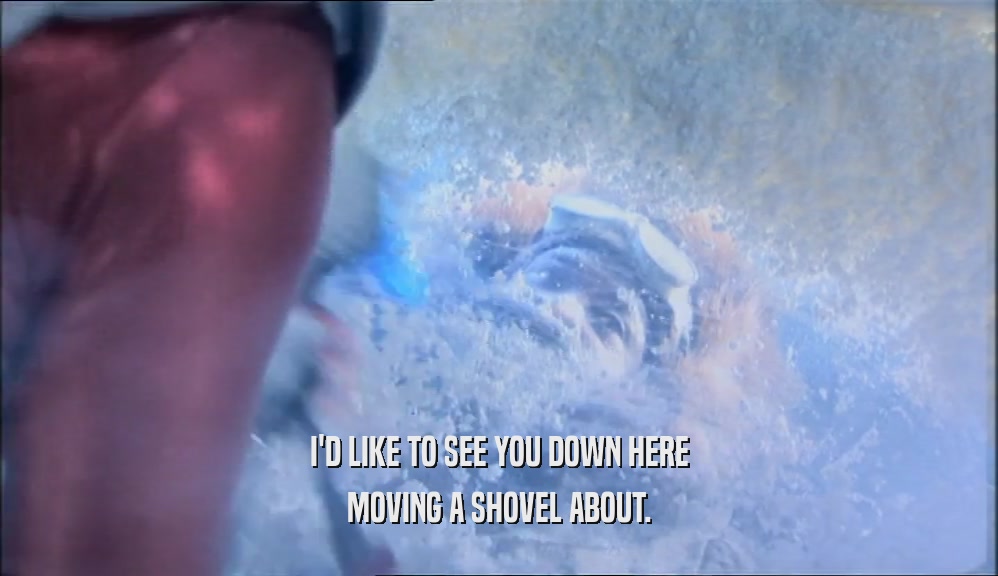 I'D LIKE TO SEE YOU DOWN HERE MOVING A SHOVEL ABOUT. 