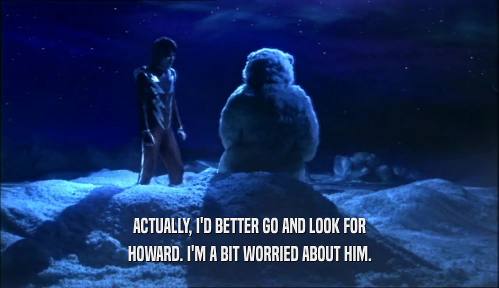 ACTUALLY, I'D BETTER GO AND LOOK FOR HOWARD. I'M A BIT WORRIED ABOUT HIM. 