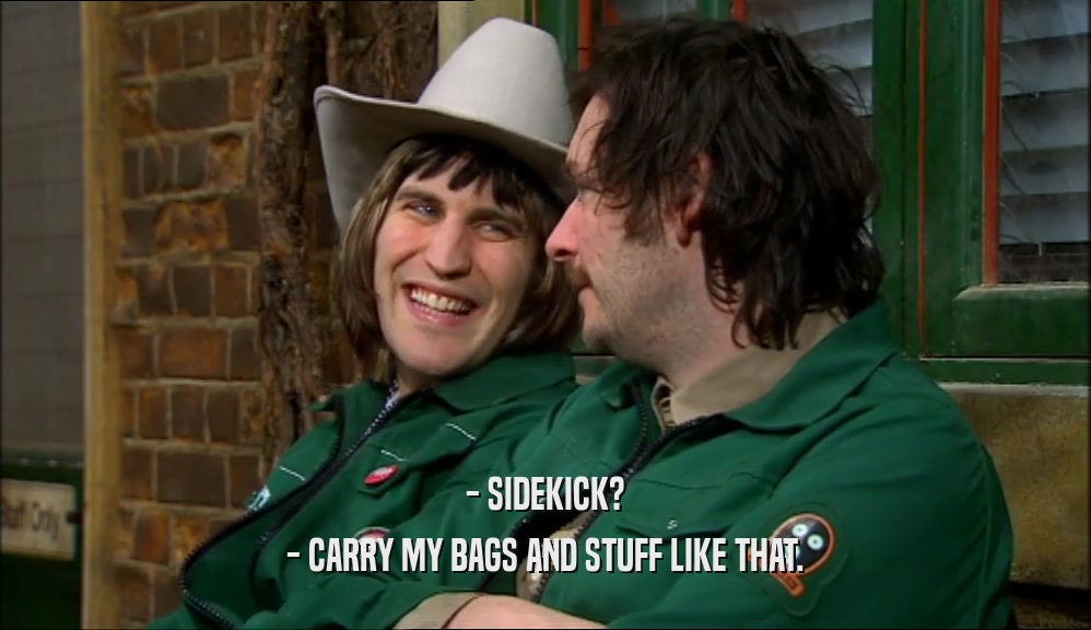 - SIDEKICK? - CARRY MY BAGS AND STUFF LIKE THAT. 