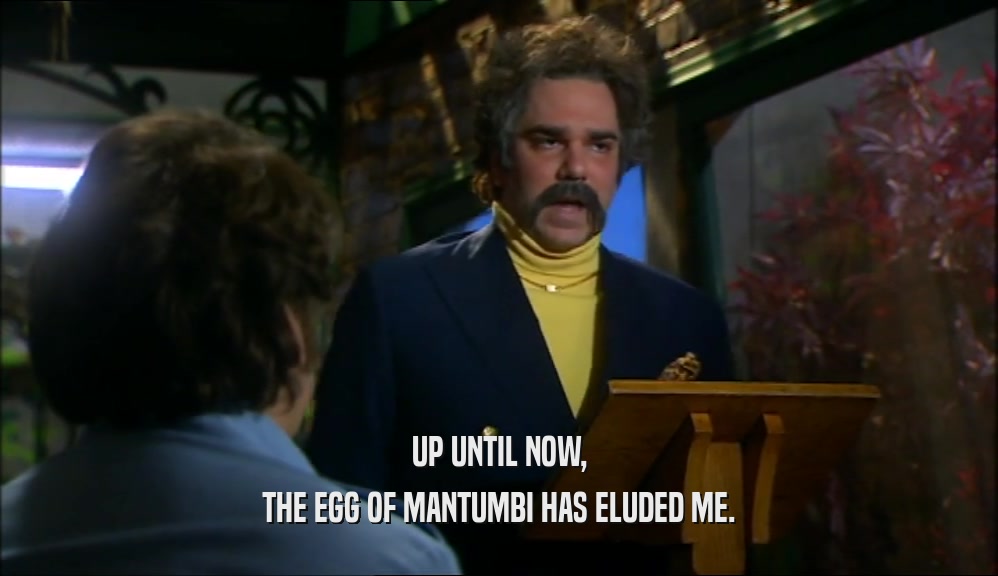 UP UNTIL NOW, THE EGG OF MANTUMBI HAS ELUDED ME. 