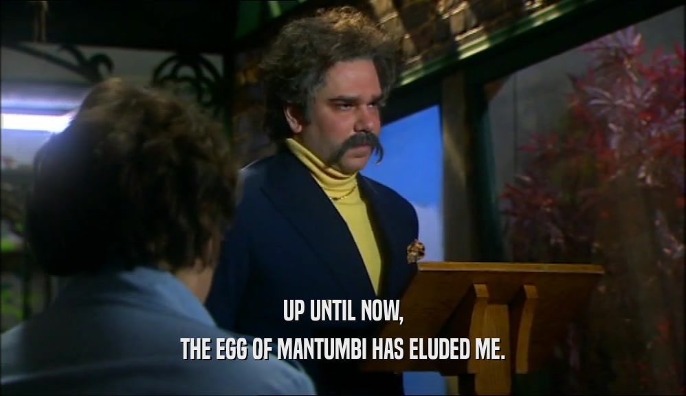 UP UNTIL NOW, THE EGG OF MANTUMBI HAS ELUDED ME. 