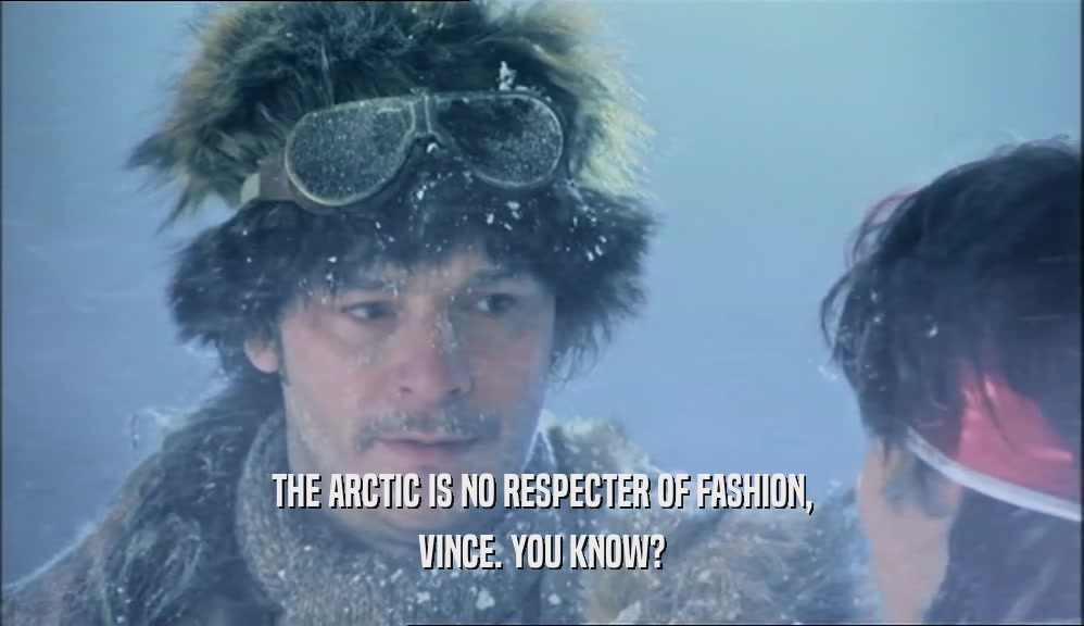 THE ARCTIC IS NO RESPECTER OF FASHION, VINCE. YOU KNOW? 