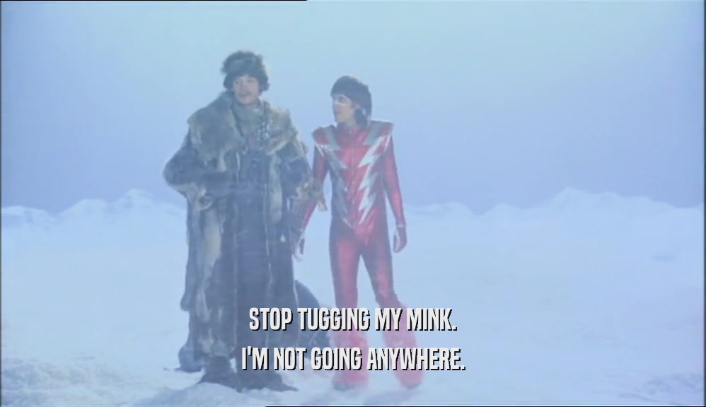 STOP TUGGING MY MINK. I'M NOT GOING ANYWHERE. 