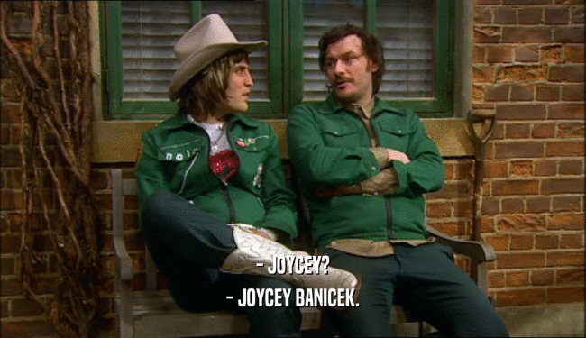 - JOYCEY?
 - JOYCEY BANICEK.
 