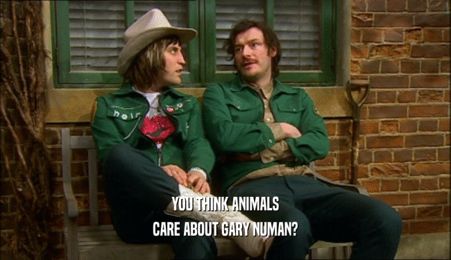YOU THINK ANIMALS
 CARE ABOUT GARY NUMAN?
 
