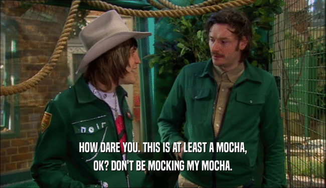 HOW DARE YOU. THIS IS AT LEAST A MOCHA, OK? DON'T BE MOCKING MY MOCHA. 