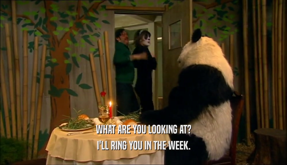 WHAT ARE YOU LOOKING AT? I'LL RING YOU IN THE WEEK. 