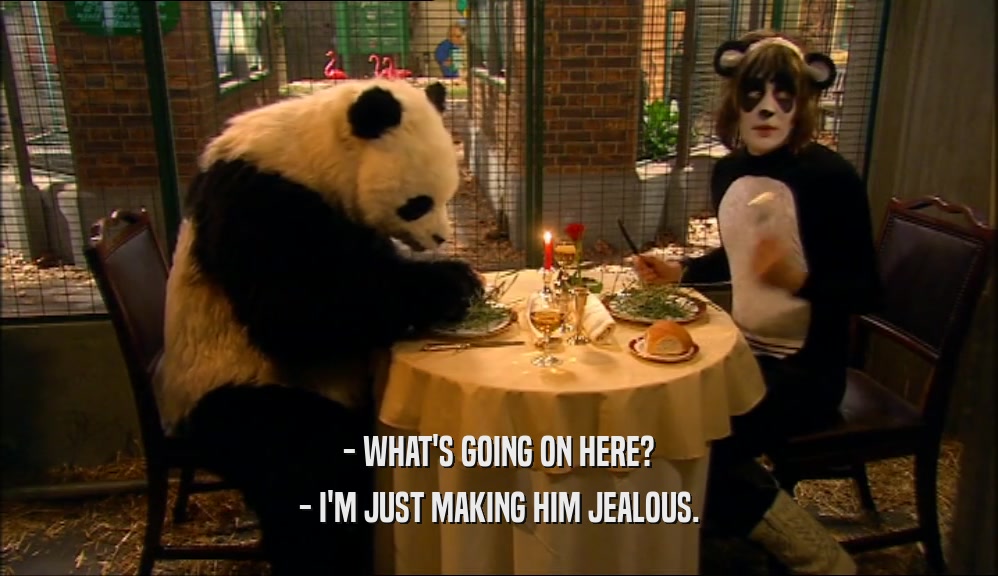 - WHAT'S GOING ON HERE? - I'M JUST MAKING HIM JEALOUS. 