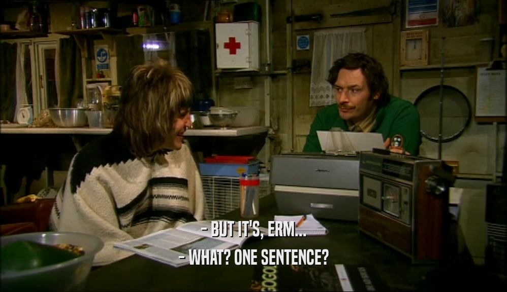 - BUT IT'S, ERM...
 - WHAT? ONE SENTENCE?
 