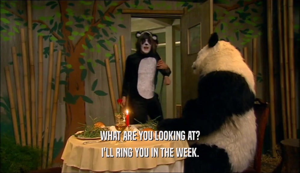 WHAT ARE YOU LOOKING AT? I'LL RING YOU IN THE WEEK. 