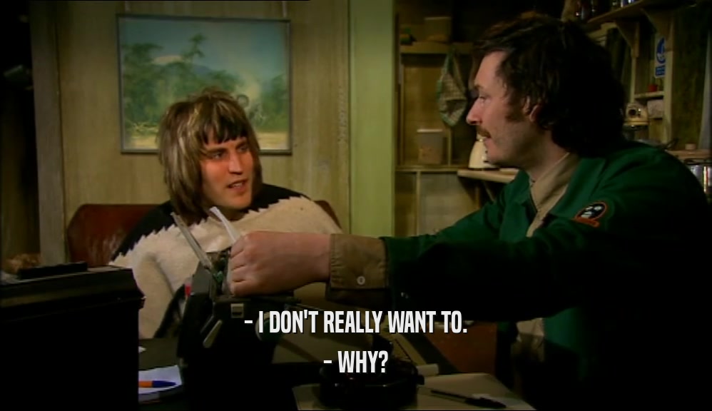 - I DON'T REALLY WANT TO. - WHY? 