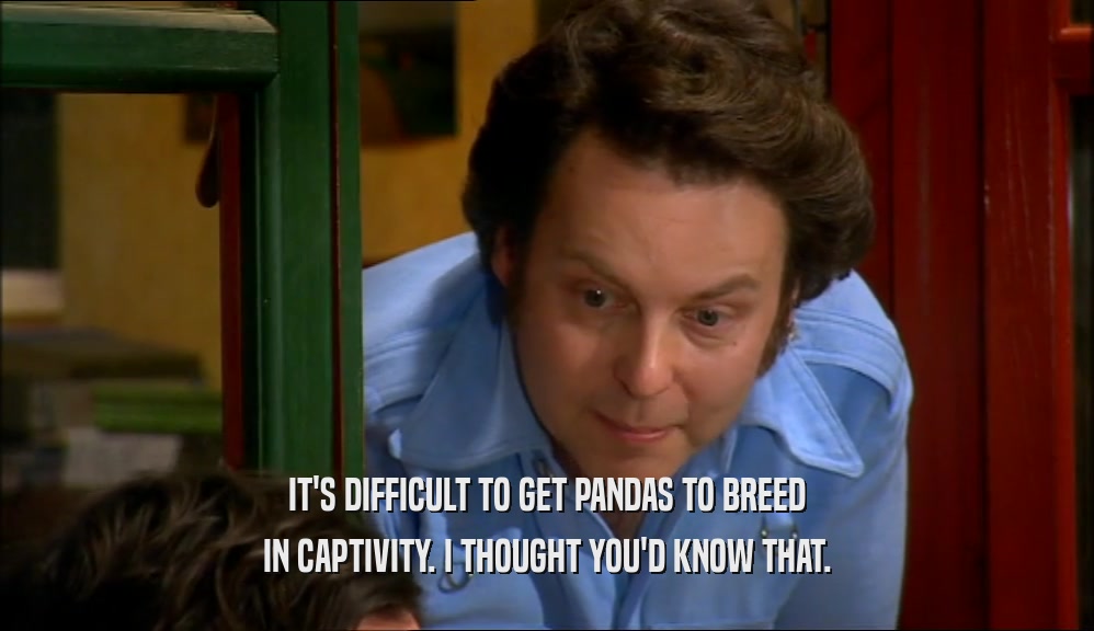 IT'S DIFFICULT TO GET PANDAS TO BREED IN CAPTIVITY. I THOUGHT YOU'D KNOW THAT. 