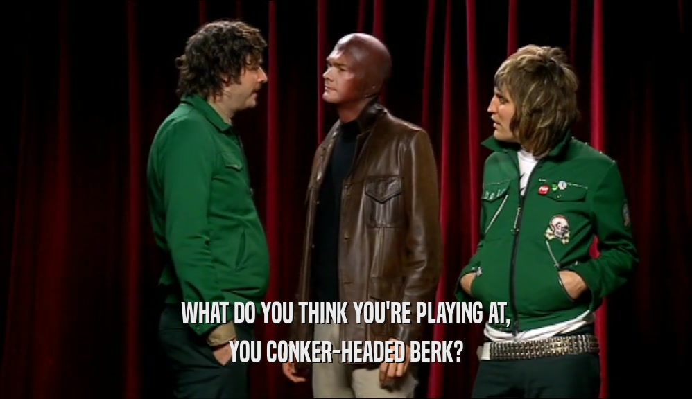 WHAT DO YOU THINK YOU'RE PLAYING AT, YOU CONKER-HEADED BERK? 