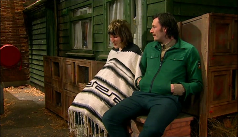 IT'S THIS PONCHO. I CAN'T BELIEVE IT. IT'S IMPOSSIBLE TO BE UNHAPPY IN A PONCHO. 