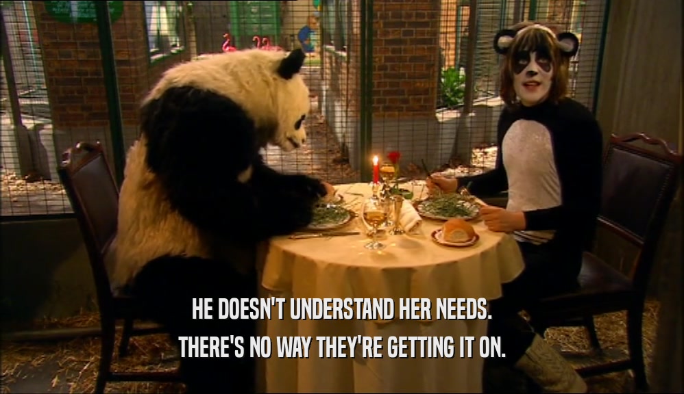HE DOESN'T UNDERSTAND HER NEEDS. THERE'S NO WAY THEY'RE GETTING IT ON. 