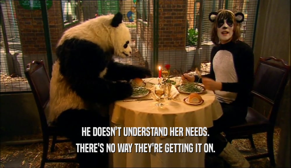 HE DOESN'T UNDERSTAND HER NEEDS. THERE'S NO WAY THEY'RE GETTING IT ON. 