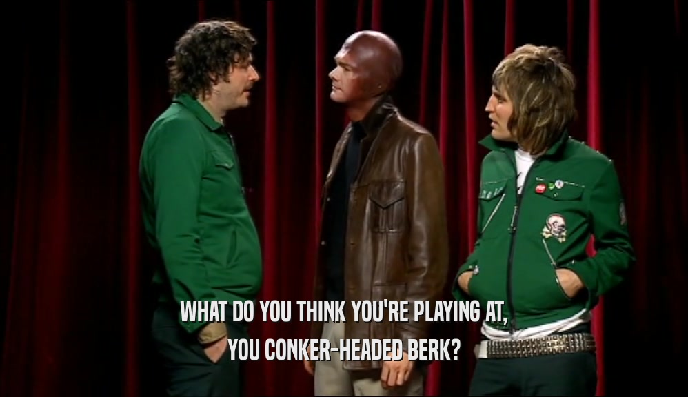 WHAT DO YOU THINK YOU'RE PLAYING AT, YOU CONKER-HEADED BERK? 