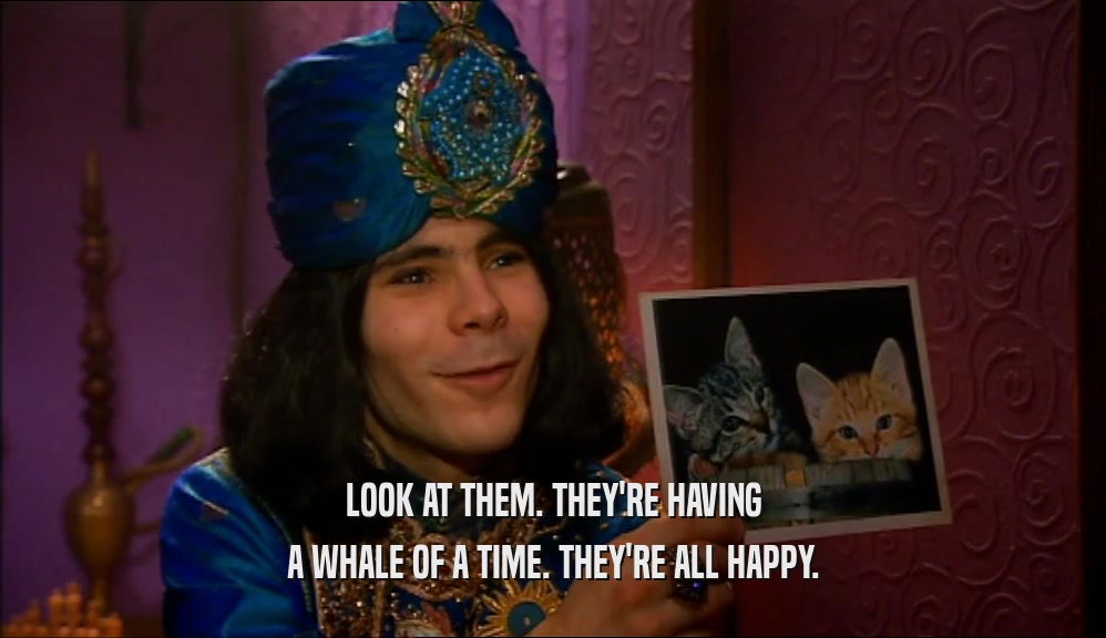 LOOK AT THEM. THEY'RE HAVING A WHALE OF A TIME. THEY'RE ALL HAPPY. 