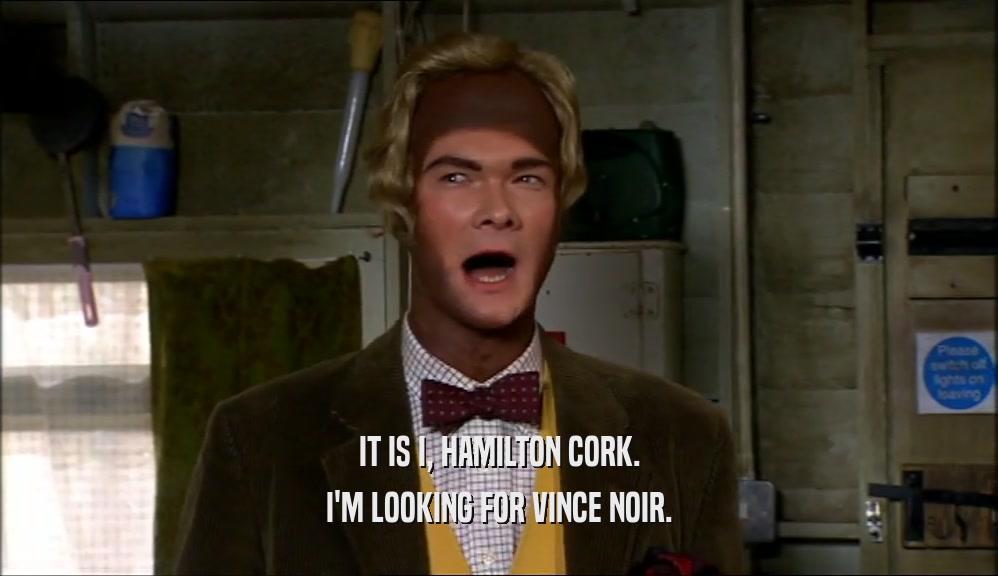 IT IS I, HAMILTON CORK. I'M LOOKING FOR VINCE NOIR. 