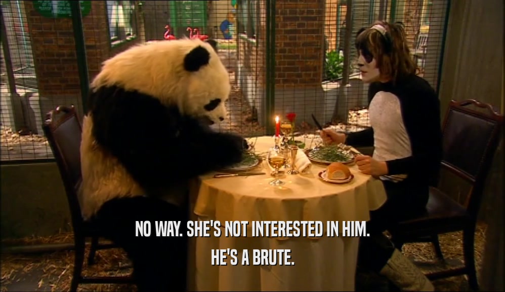 NO WAY. SHE'S NOT INTERESTED IN HIM. HE'S A BRUTE. 