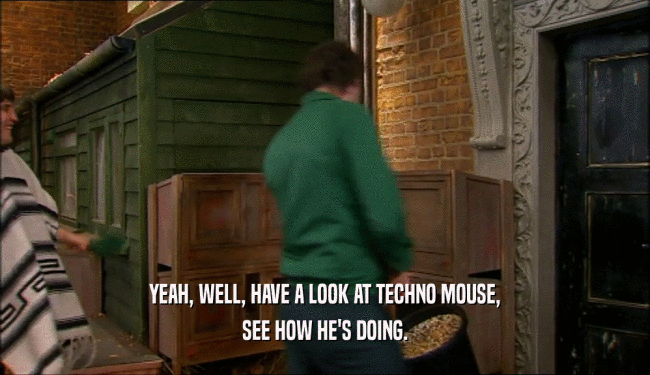 YEAH, WELL, HAVE A LOOK AT TECHNO MOUSE,
 SEE HOW HE'S DOING.
 