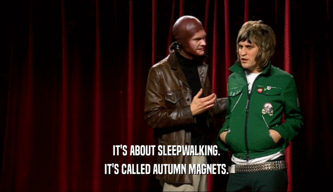 IT'S ABOUT SLEEPWALKING. IT'S CALLED AUTUMN MAGNETS. 