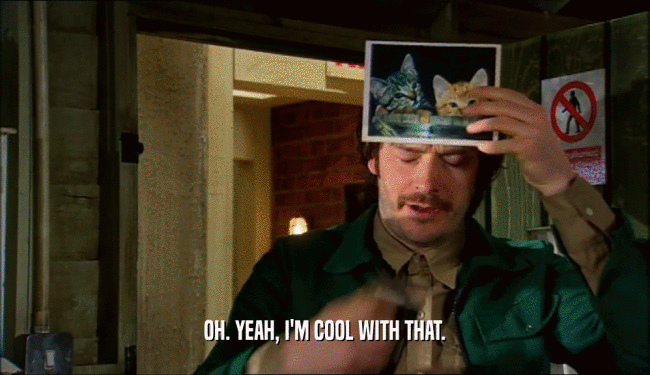 OH. YEAH, I'M COOL WITH THAT.  
